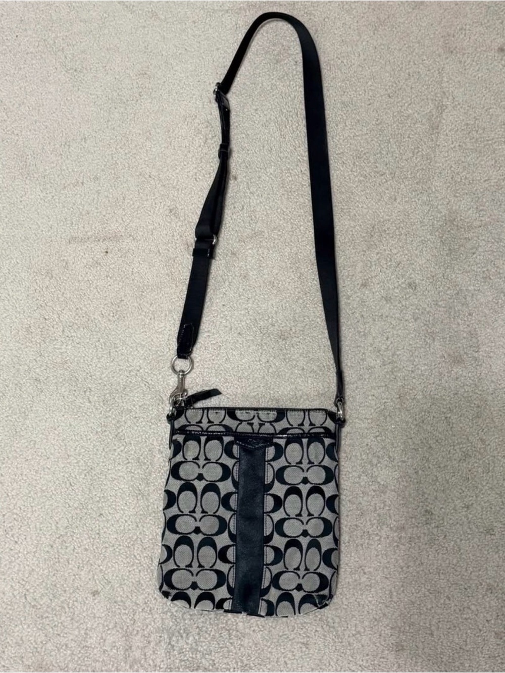 Coach Black and Gray Signature Crossbody Bag